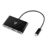 V7 - USB-C macho a 2 x USB A hembra, 2 x USB-C concentrador hembra USB 3.2 Gen1 5 Gbps negro