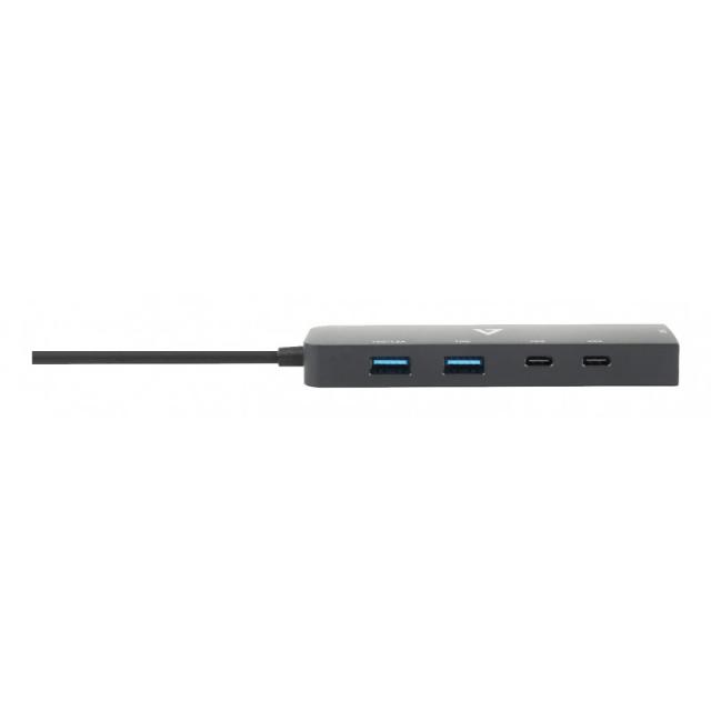 V7 - Adaptador Ethernet 2.5 G USB-C macho a USB A hembra x 2, USB-C hembra x1, RJ45 hembra x1 negro
