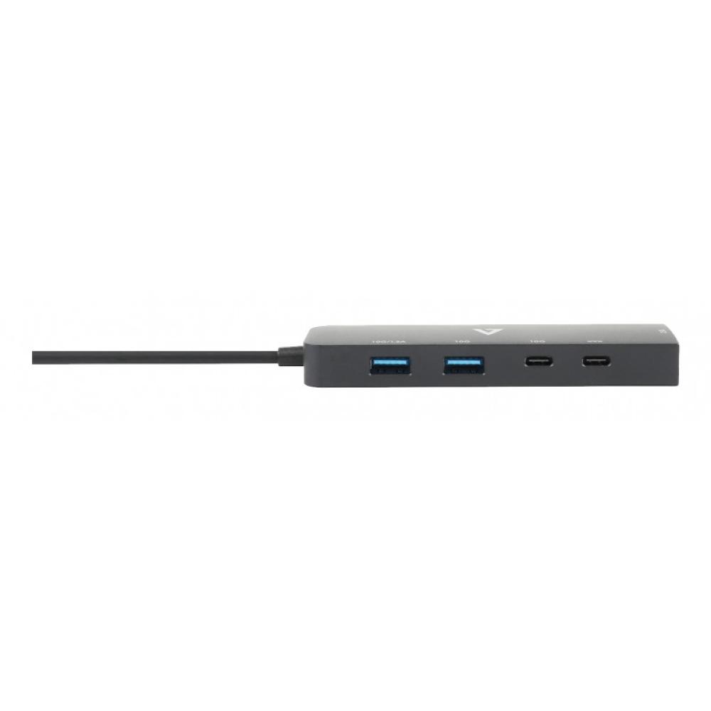 V7 - Adaptador Ethernet 2.5 G USB-C macho a USB A hembra x 2, USB-C hembra x1, RJ45 hembra x1 negro