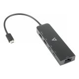 V7 - Adaptador Ethernet 2.5 G USB-C macho a USB A hembra x 2, USB-C hembra x1, RJ45 hembra x1 negro