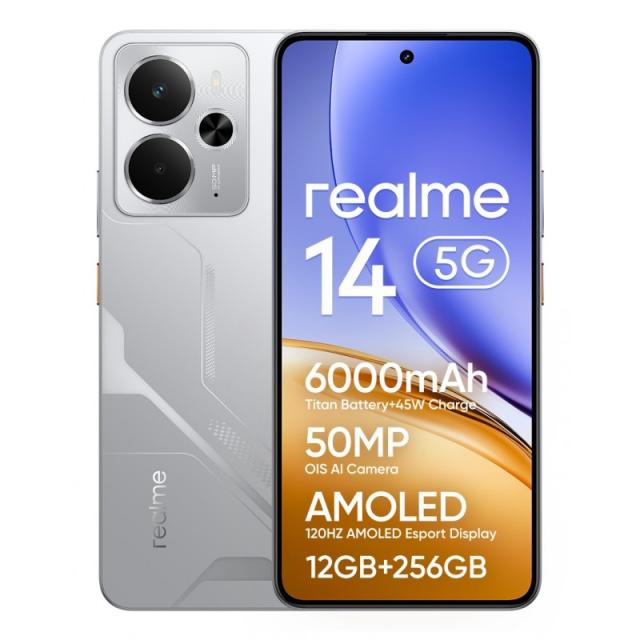 realme - 14 16,9 cm (6.67") Android 15 5G 12 GB 256 GB 6000 mAh Plata