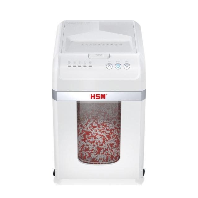HSM - Autofeed X300 triturador de papel Corte en partículas 52 dB 23 cm Plata, Blanco