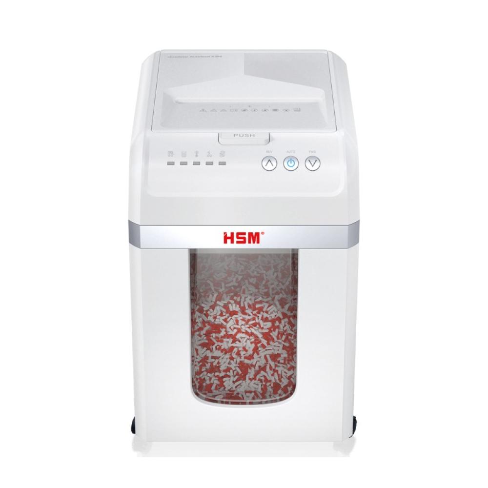 HSM - Autofeed X300 triturador de papel Corte en partículas 52 dB 23 cm Plata, Blanco