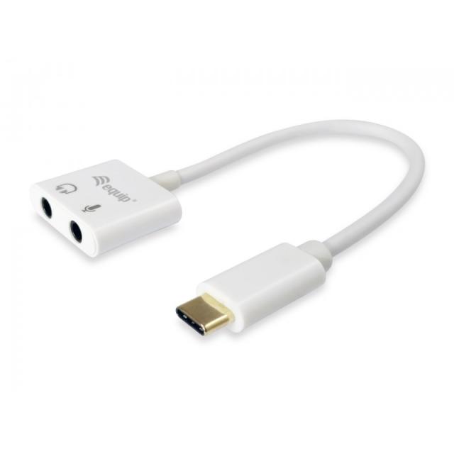 Equip - Adaptador de USB-C a audio, color blanco