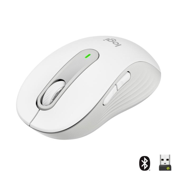 Logitech - Signature M650 for Business, Ratón inalámbrico, Para manos pequeñas/medianas, Logi Bolt, Bluetooth, SmartWheel, Blanc