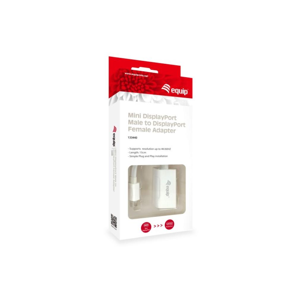 Equip - Adaptador de Mini DisplayPort a DisplayPort, color blanco