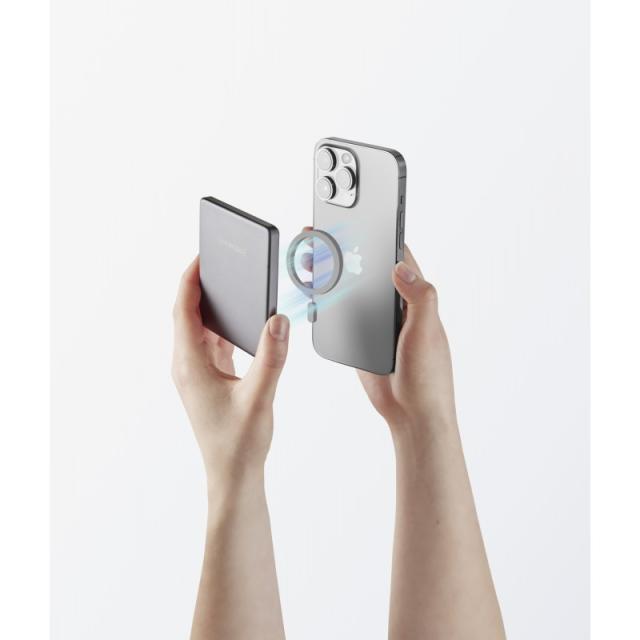 Intenso - Batería Externa Magnética MW5000 5000 mAh – Compatible con MagSafe, Carga Inalámbrica 15W, USB-C PD 20W, Delgada y Com