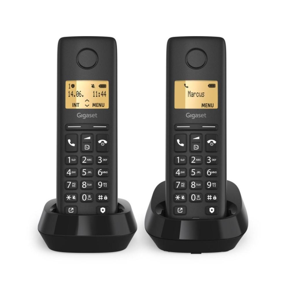 Gigaset - BASIC 100 DUO Teléfono DECT/analógico Identificador de llamadas Negro