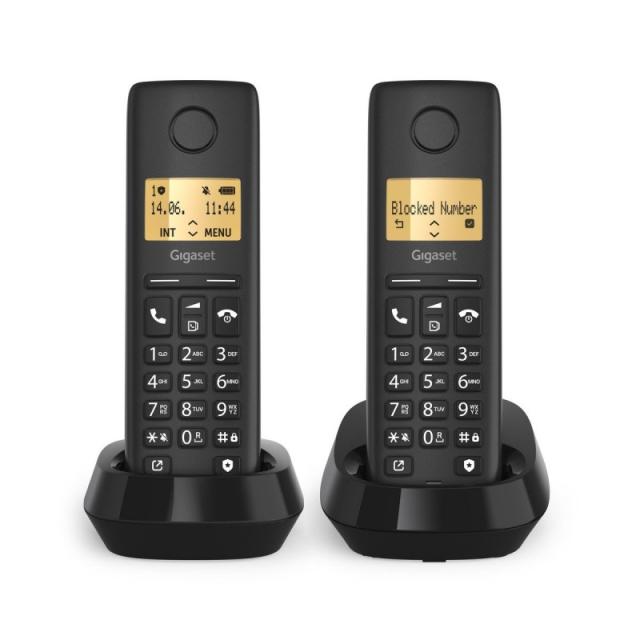 Gigaset - BASIC 100 DUO Teléfono DECT/analógico Identificador de llamadas Negro
