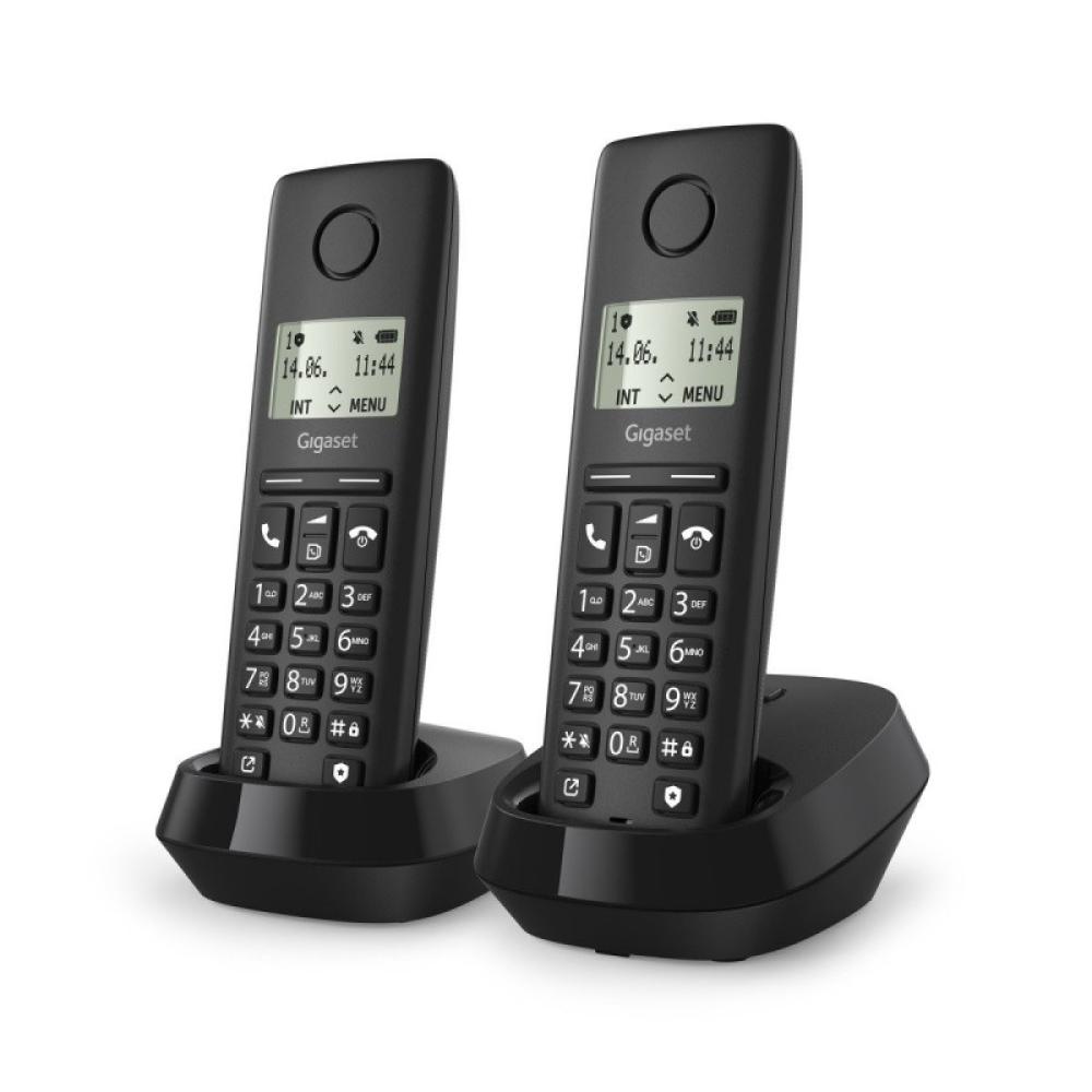 Gigaset - BASIC 100 DUO Teléfono DECT/analógico Identificador de llamadas Negro