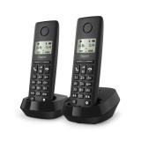 Gigaset - BASIC 100 DUO Teléfono DECT/analógico Identificador de llamadas Negro