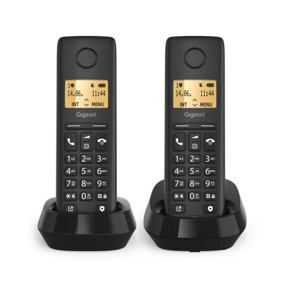 Gigaset - BASIC 100 DUO Teléfono DECT/analógico Identificador de llamadas Negro
