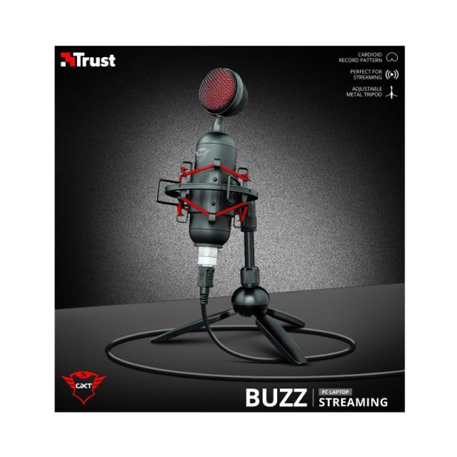Trust - GXT 244 Buzz Negro, Rojo Micrófono para PC