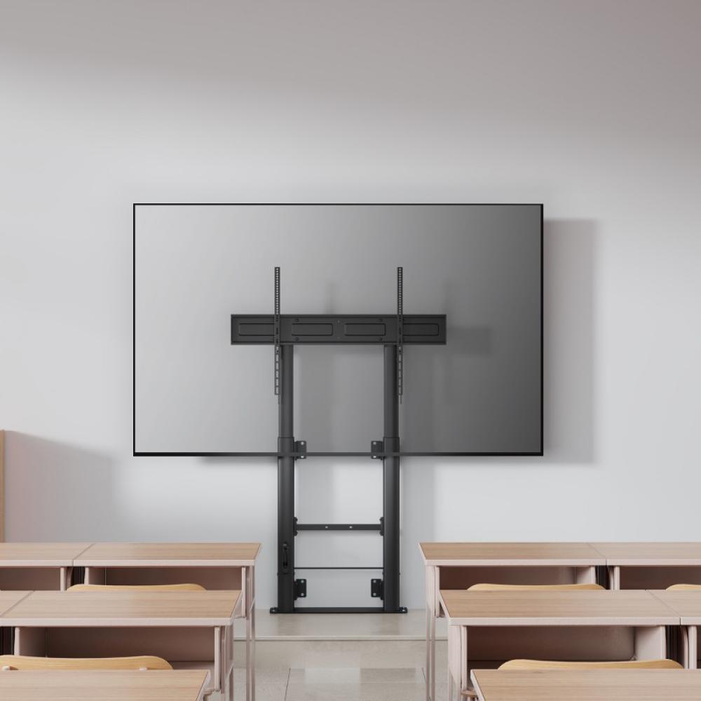 AISENS - Soporte Suelo Con Manivela y Fijacion a Pared, TV 120kg de 60"-100", Negro