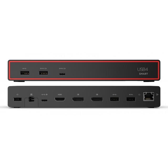 Lenovo - ThinkPad USB4 Smart Dock 5500 with 135W Adapter Alámbrico Negro