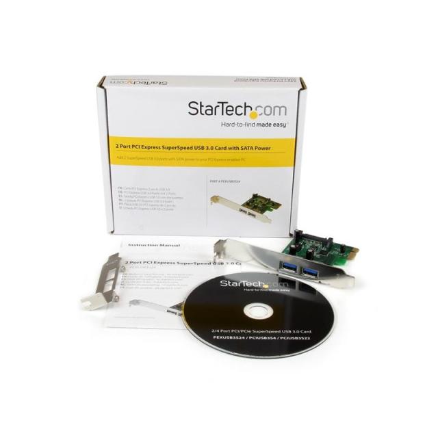 StarTech.com - Tarjeta PCI Express de 2 Puertos USB 3.0 SuperSpeed con UASP y Alimentación SATA - Adaptador Interno