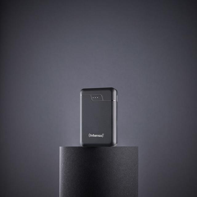 Intenso - B10000 – Power bank de 10.000 mAh, batería externa portátil, USB-C y 2× USB-A, indicador LED, probada en Alemania, neg