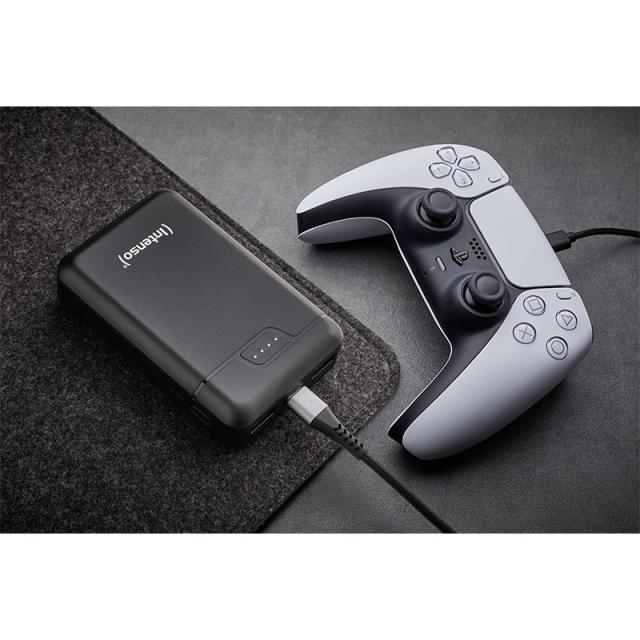 Intenso - B10000 – Power bank de 10.000 mAh, batería externa portátil, USB-C y 2× USB-A, indicador LED, probada en Alemania, neg