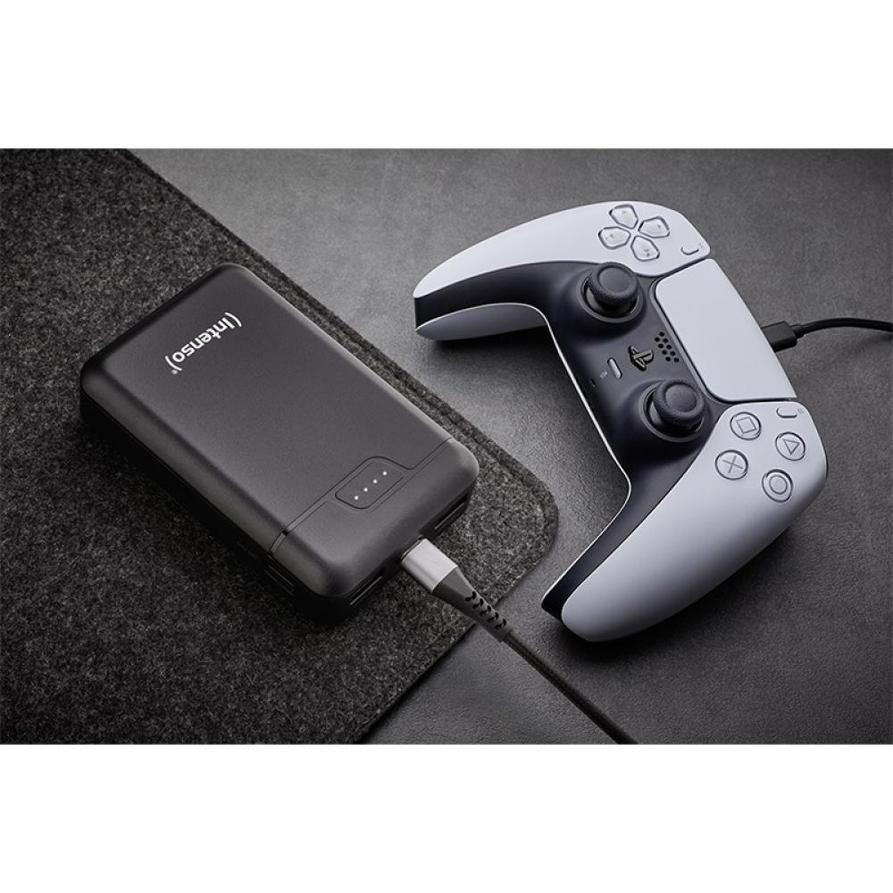 Intenso - B10000 – Power bank de 10.000 mAh, batería externa portátil, USB-C y 2× USB-A, indicador LED, probada en Alemania, neg