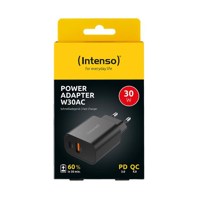 Intenso - 7803010 adaptador e inversor de corriente Interior 30 W Negro