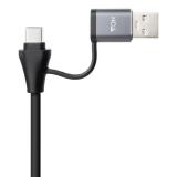 Nanocable - Conversor USB-C+USB-A/M 3.0 a Ethernet + 3xUSB-A 3.0, Aluminio, Gris, 15 cm