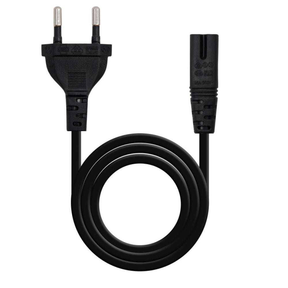 Nanocable - Cable de Alimentación con forma 8, CEE7/16/M – C7/H, Negro, 2m