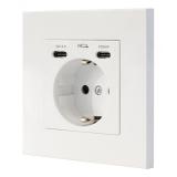 Nanocable - Base de enchufe de pared tipo schuko con 2 USB-C PD - Max. 3.4A, Blanco