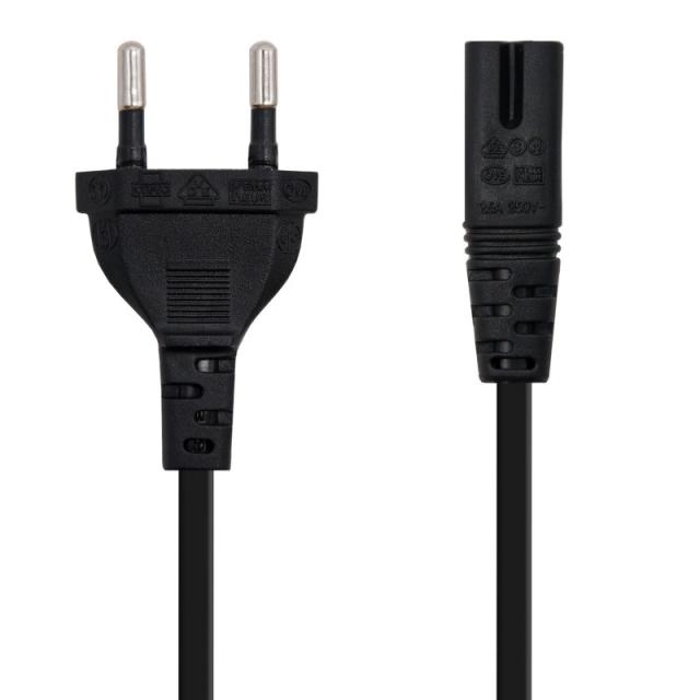 Nanocable - Cable de Alimentación con forma 8, CEE7/16/M – C7/H, Negro, 3m