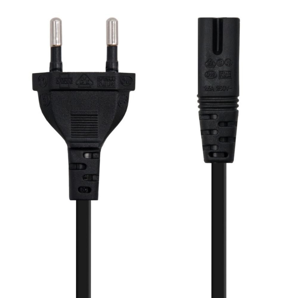 Nanocable - Cable de Alimentación con forma 8, CEE7/16/M – C7/H, Negro, 3m