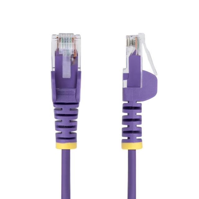 StarTech.com - Cable de Red Ethernet CAT6 Delgado sin Enganches Morado de 2,5m - Cable RJ45 Snagless Slim 28AWG - Alambre de Cob