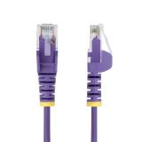 StarTech.com - Cable de Red Ethernet CAT6 Delgado sin Enganches Morado de 2,5m - Cable RJ45 Snagless Slim 28AWG - Alambre de Cob