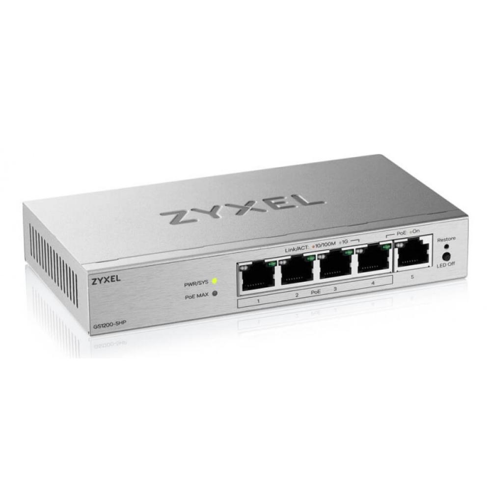 Zyxel - GS1200-5HPV3 Gestionado L2 Gigabit Ethernet (10/100/1000) Energía sobre Ethernet (PoE) Escritorio Gris