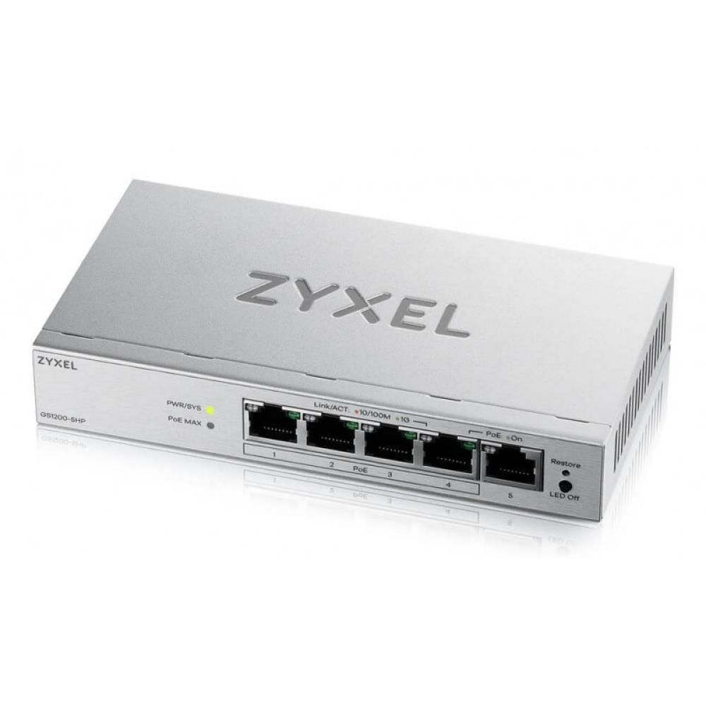 Zyxel - GS1200-5HPV3 Gestionado L2 Gigabit Ethernet (10/100/1000) Energía sobre Ethernet (PoE) Escritorio Gris