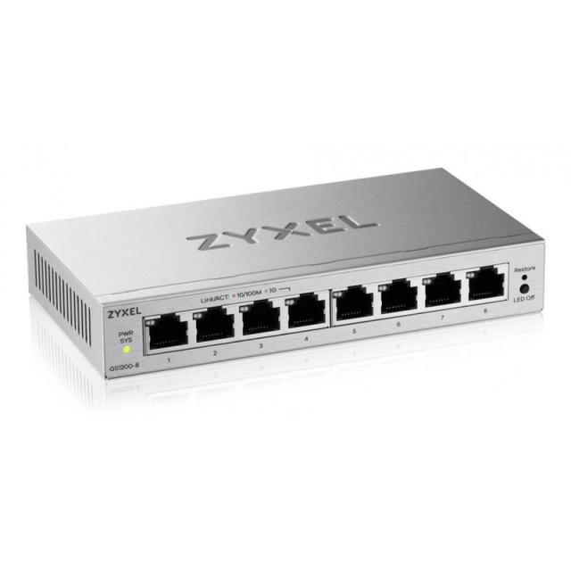 Zyxel - GS1200-8V3 Gestionado L2 Gigabit Ethernet (10/100/1000) Escritorio Gris