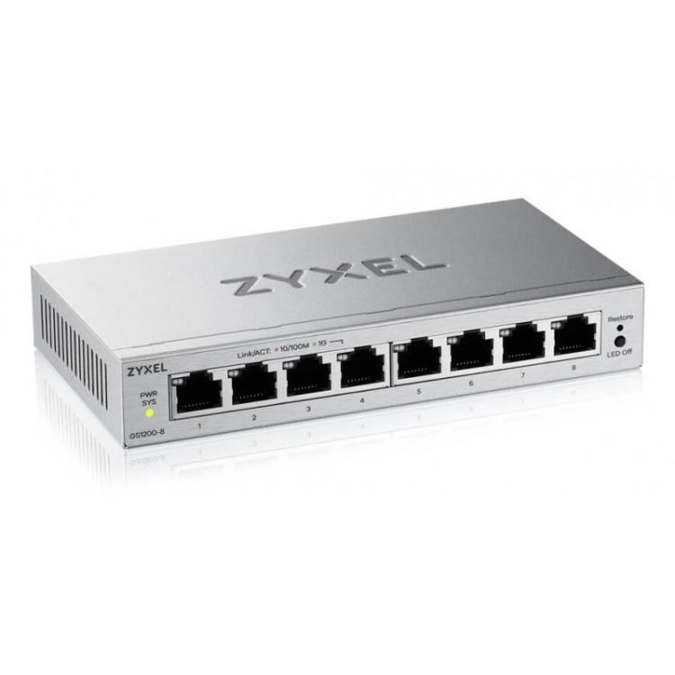 Zyxel - GS1200-8V3 Gestionado L2 Gigabit Ethernet (10/100/1000) Escritorio Gris