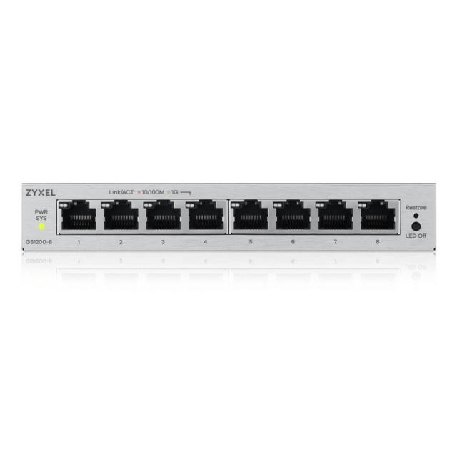 Zyxel - GS1200-8V3 Gestionado L2 Gigabit Ethernet (10/100/1000) Escritorio Gris