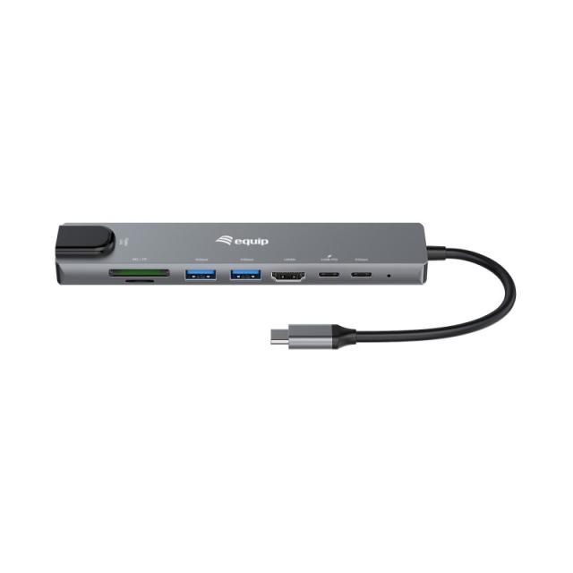 Equip - 133497 base para portátil y replicador de puertos Alámbrico USB Tipo C Negro, Gris