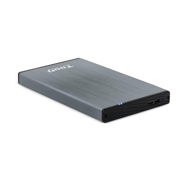 TooQ - TQE-2527G caja para disco duro externo 2.5" Caja de disco duro (HDD) Negro, Gris