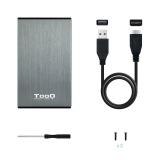TooQ - TQE-2527G caja para disco duro externo 2.5" Caja de disco duro (HDD) Negro, Gris