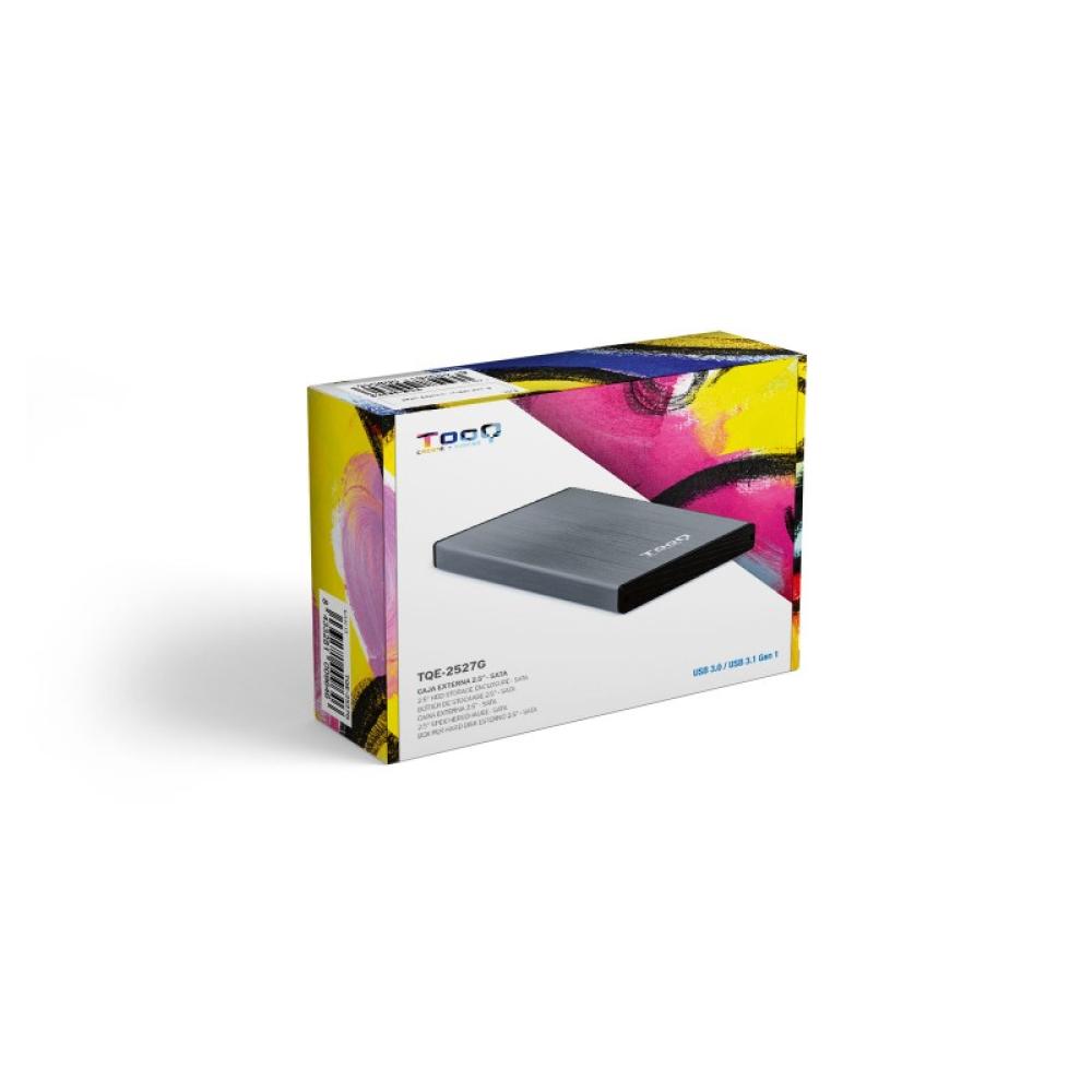 TooQ - TQE-2527G caja para disco duro externo 2.5" Caja de disco duro (HDD) Negro, Gris