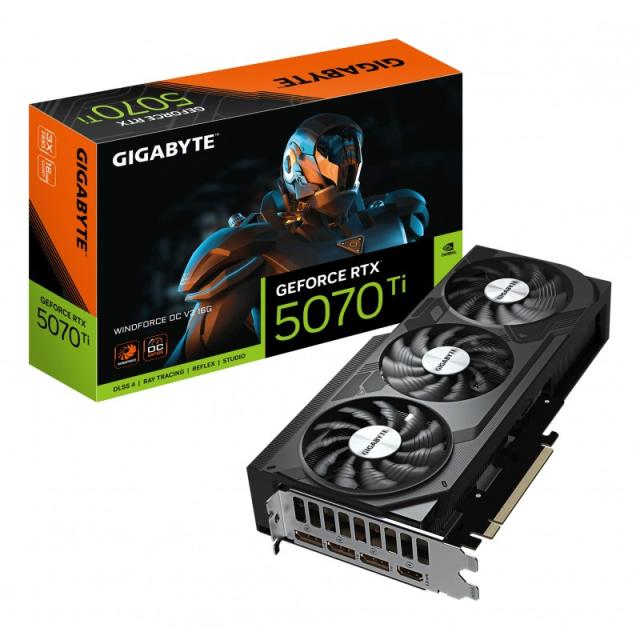 GIGABYTE - GeForce RTX 5070 Ti WINDFORCE OC V2 16G Tarjeta Gráfica - 16GB GDDR6, 256bit, PCI-E 5.0, 2497 MHz Frecuencia del Núcl