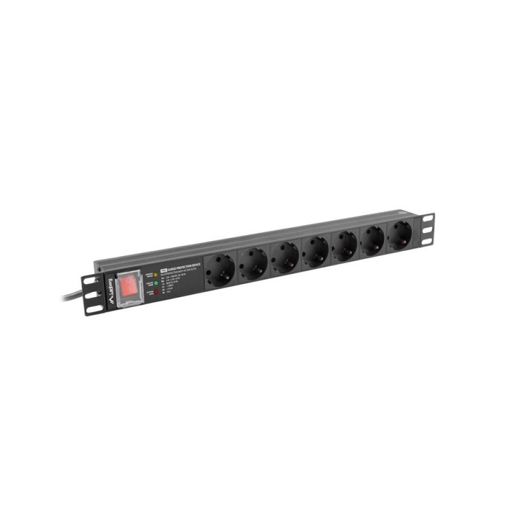Lanberg - PDU-PRO-07F-0200-BK unidad de distribución de energía (PDU) 6 salidas AC 1U Negro