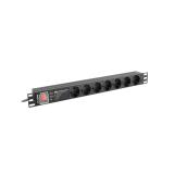 Lanberg - PDU-PRO-07F-0200-BK unidad de distribución de energía (PDU) 6 salidas AC 1U Negro