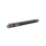Lanberg - PDU-08I-0200-C20-BK unidad de distribución de energía (PDU) 8 salidas AC 1U Negro