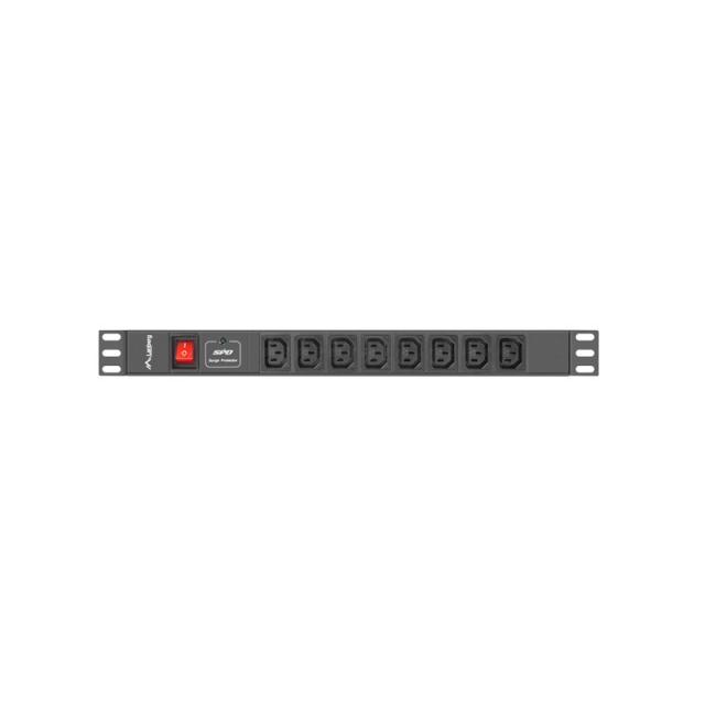 Lanberg - PDU-08I-0200-C20-BK unidad de distribución de energía (PDU) 8 salidas AC 1U Negro