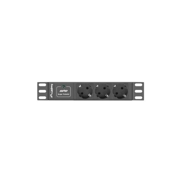Lanberg - PDU-03F-0200-BK unidad de distribución de energía (PDU) 3 salidas AC 1U Negro