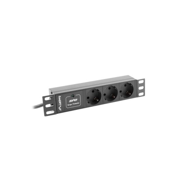 Lanberg - PDU-03F-0200-BK unidad de distribución de energía (PDU) 3 salidas AC 1U Negro