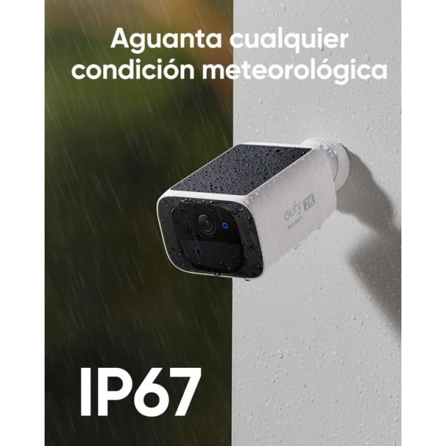 Eufy - Security SoloCam S220, Camara vigilancia WiFi Exterior, Camara vigilancia WiFi Exterior Solar,2K resolución, IP67, nessun