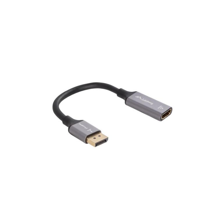 Lanberg - AD-DP-HD-04 adaptador de cable de vídeo 0,2 m DisplayPort HDMI Plata, Negro