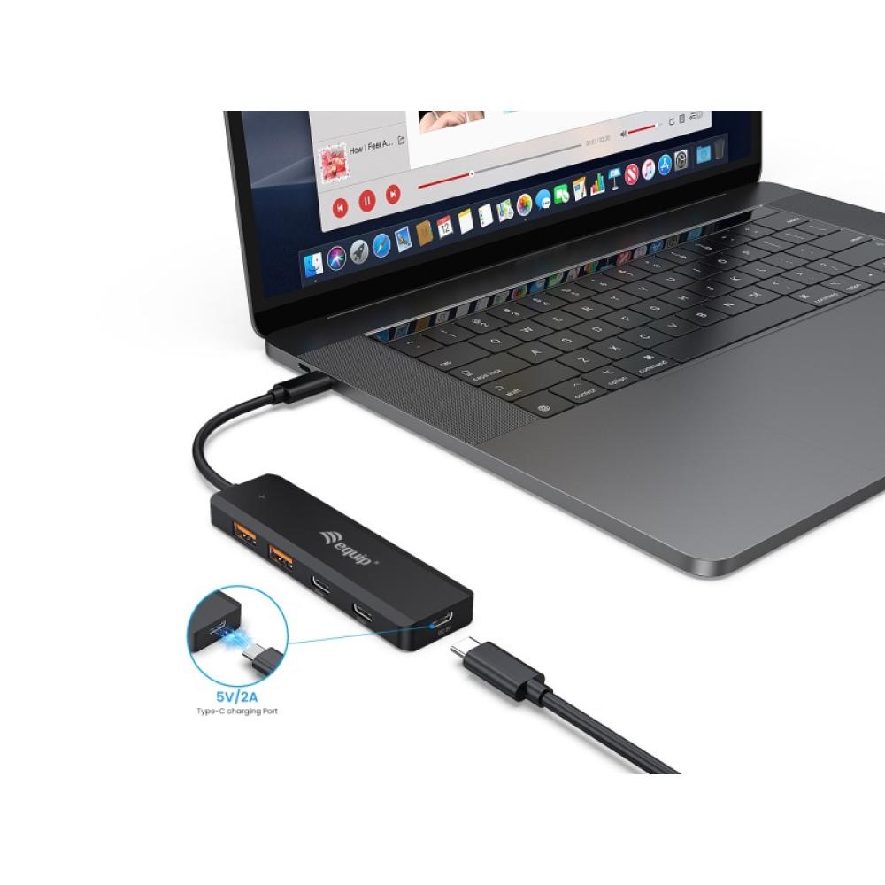 Equip - 128966 hub de interfaz USB 3.2 Gen 2 (3.1 Gen 2) Type-C 10000 Mbit/s Negro